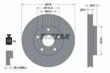 Тормозной диск Textar 92077703 для Toyota Camry XV20