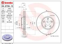 Тормозной диск Brembo Prime Line 09.6708.10 для Toyota Avensis 1 пок. / T22