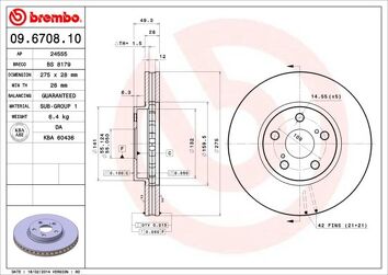 Brembo Prime Line 09.6708.10 <span>тормозной диск вентилируемый</span>
