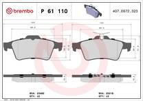 Задние тормозные колодки Brembo  P 61 110