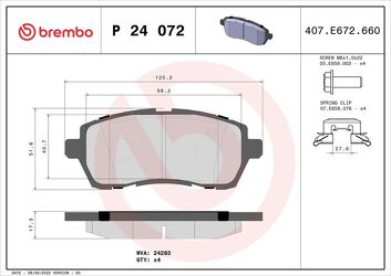Brembo P 24 072 <span>тормозные колодки передние</span>