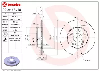 Brembo Prime Line 09.A115.10 <span>тормозной диск вентилируемый</span>