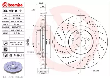 Brembo Prime Line 09.A819.11 <span>тормозной диск вентилируемый</span>