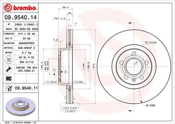 Brembo Prime Line 09.9540.11 <span>тормозной диск вентилируемый</span>