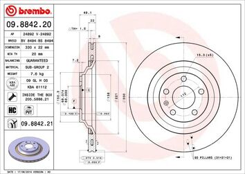 Brembo Prime Line 09.8842.21 <span>тормозной диск вентилируемый</span>