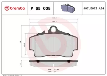 Brembo P 65 008 <span>тормозные колодки задние</span>