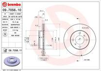 Тормозной диск Brembo Prime Line 09.7056.10 для Mitsubishi Lancer 8 пок. / седан