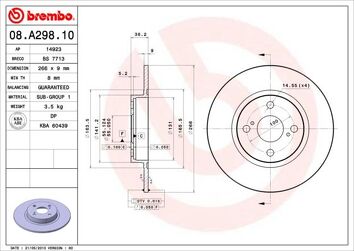 Brembo Prime Line 08.A298.10 <span>тормозной диск полный</span>