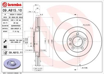Brembo Prime Line 09.A815.11 <span>тормозной диск вентилируемый</span>