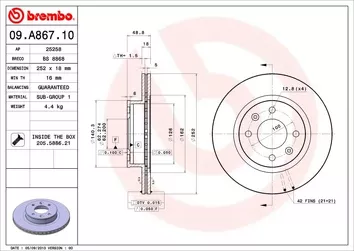 Brembo Prime Line 09.A867.10 <span>тормозной диск вентилируемый</span>