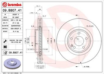 Brembo Prime Line 09.B807.41 <span>тормозной диск вентилируемый</span>