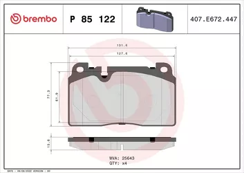 Brembo P 85 122 <span>тормозные колодки передние</span>