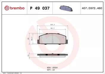 Brembo P 49 037 <span>тормозные колодки задние</span>