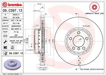Brembo Prime Line 09.C397.13 <span>тормозной диск вентилируемый</span>