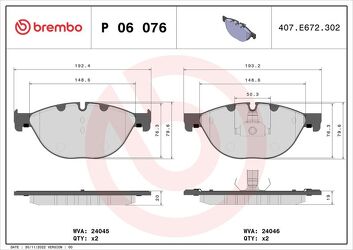 Brembo P 06 076 <span>тормозные колодки передние</span>