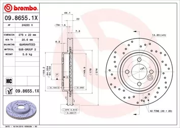 Brembo Xtra Line 09.8655.1X <span>тормозной диск вентилируемый</span>