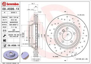 Brembo Xtra Line 09.A599.1X <span>тормозной диск вентилируемый</span>