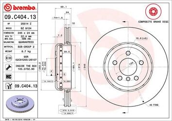 Brembo Prime Line 09.C404.13 <span>тормозной диск вентилируемый</span>