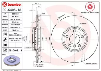 Brembo Prime Line 09.C405.13 <span>тормозной диск вентилируемый</span>