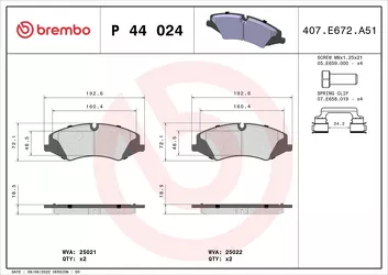 Brembo P 44 024 <span>тормозные колодки передние</span>