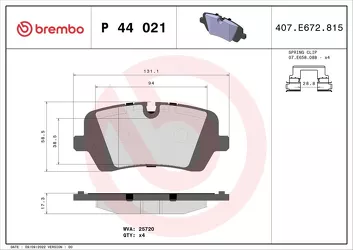 Brembo P 44 021 <span>тормозные колодки задние</span>