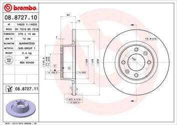 Brembo Prime Line 08.8727.10 <span>тормозной диск полный</span>