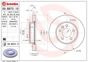 Brembo Prime Line 09.B973.11 <span>тормозной диск вентилируемый</span>
