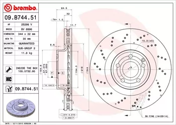 Brembo Prime Line 09.B744.51 <span>тормозной диск вентилируемый</span>