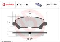 Задние тормозные колодки Brembo P 83 138 для Toyota Highlander 2 пок. / U40 / рестайлинг