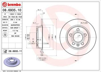 Brembo Prime Line 08.6935.11 <span>тормозной диск полный</span>