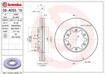 Brembo Prime Line 09.A055.10 <span>тормозной диск вентилируемый</span>
