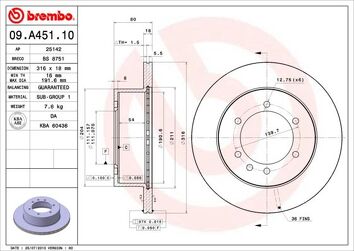 Brembo Prime Line 09.A451.10 <span>тормозной диск вентилируемый</span>