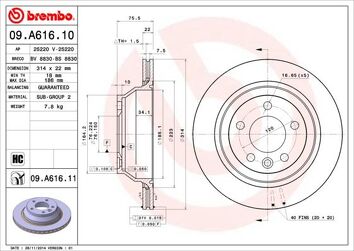 Brembo Prime Line 09.A616.10 <span>тормозной диск вентилируемый</span>