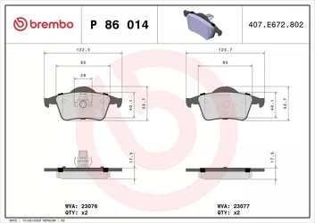 Brembo P 86 014 <span>тормозные колодки задние</span>