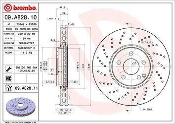 Brembo Prime Line 09.A828.10 <span>тормозной диск вентилируемый</span>