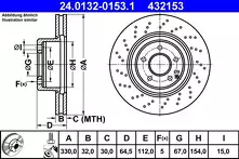 Тормозной диск ATE 24.0132-0153.1 для Mercedes-Benz SL-Class R230