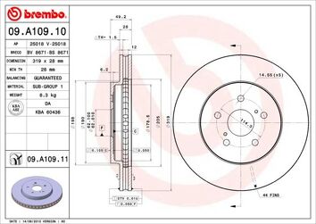 Brembo Prime Line 09.A109.11 <span>тормозной диск вентилируемый</span>