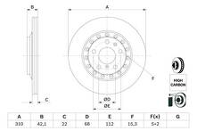 Тормозной диск Bosch 0 986 479 062 для Audi A8 D3