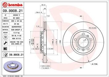 Brembo Prime Line 09.9908.21 <span>тормозной диск вентилируемый</span>
