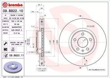 Brembo Prime Line 09.B822.11 <span>тормозной диск вентилируемый</span>