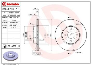 Brembo Prime Line 09.A707.11 <span>тормозной диск вентилируемый</span>