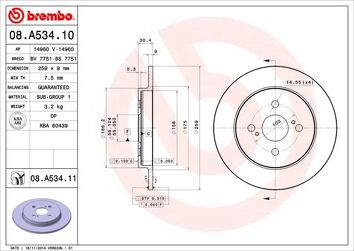 Brembo Prime Line 08.A534.11 <span>тормозной диск полный</span>