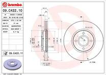 Тормозной диск Brembo Prime Line 09.C422.11 для Ford Tourneo Courier 1 пок.