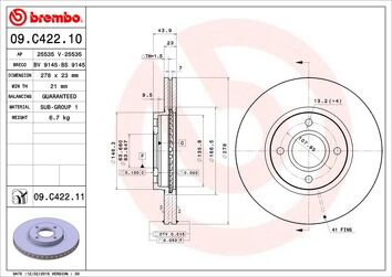 Brembo Prime Line 09.C422.11 <span>тормозной диск вентилируемый</span>