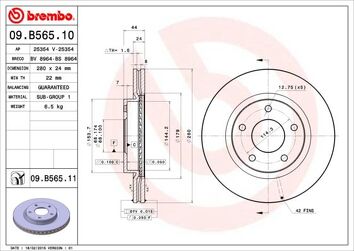 Brembo Prime Line 09.B565.11 <span>тормозной диск вентилируемый</span>