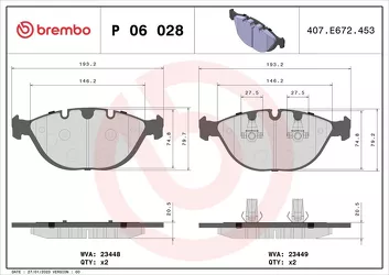 Brembo P 06 028 <span>тормозные колодки передние</span>