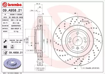 Brembo Prime Line 09.A958.21 <span>тормозной диск вентилируемый</span>