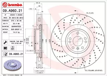 Brembo Prime Line 09.A960.21 <span>тормозной диск вентилируемый</span>