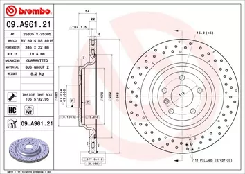 Brembo Prime Line 09.A961.21 <span>тормозной диск вентилируемый</span>