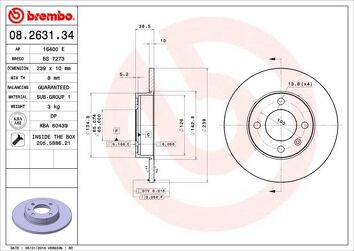 Brembo Prime Line 08.2631.34 <span>тормозной диск полный</span>